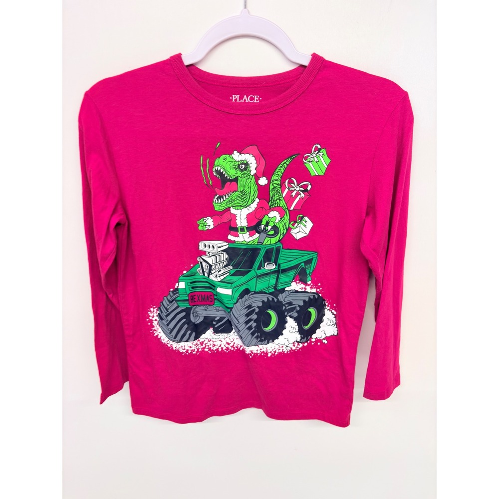 Kidcore Festive Graphic Tee Rex Monster Truck Boy L 10/12 Red Boyhood